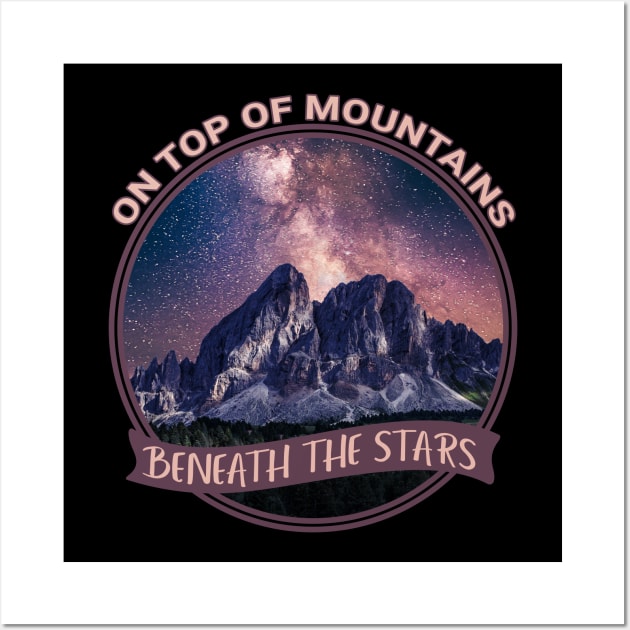 On Top of Mountains Beneath the Stars (red) Wall Art by LiquidLine